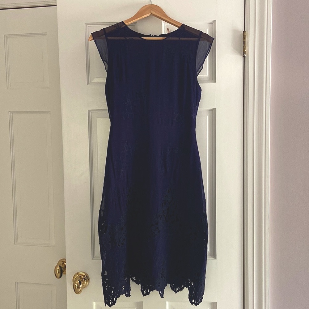 Elie Tahari Royal Purple Lace Sheer Dress